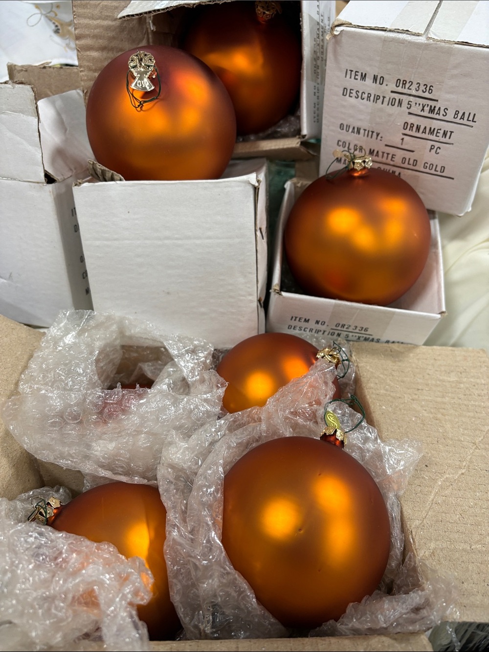 Matte Old Gold Holiday Ornament Ball - Pack of Glass Ornaments